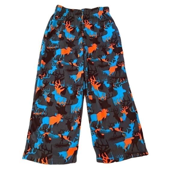 Cherokee Youth Small 6-7 Orange Blue Grey Fleece PJ Moose Pajama Sleep Pants - Picture 1 of 5
